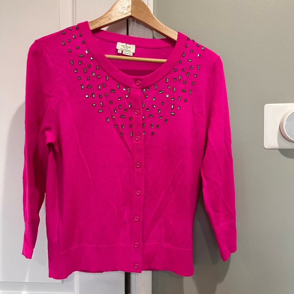 Kate Spade Fuchsia Embellished Cardigan Gently Used